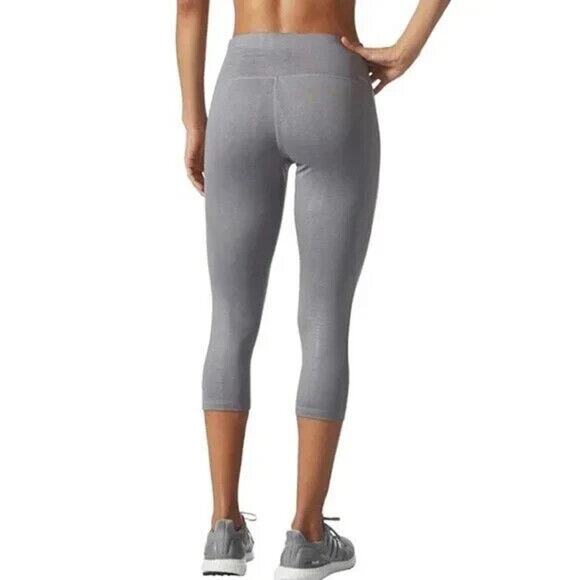 Adidas Climalite Crop Leggings Womens S Small Light Gray Embossed Mid Rise Crop - Picture 12 of 14